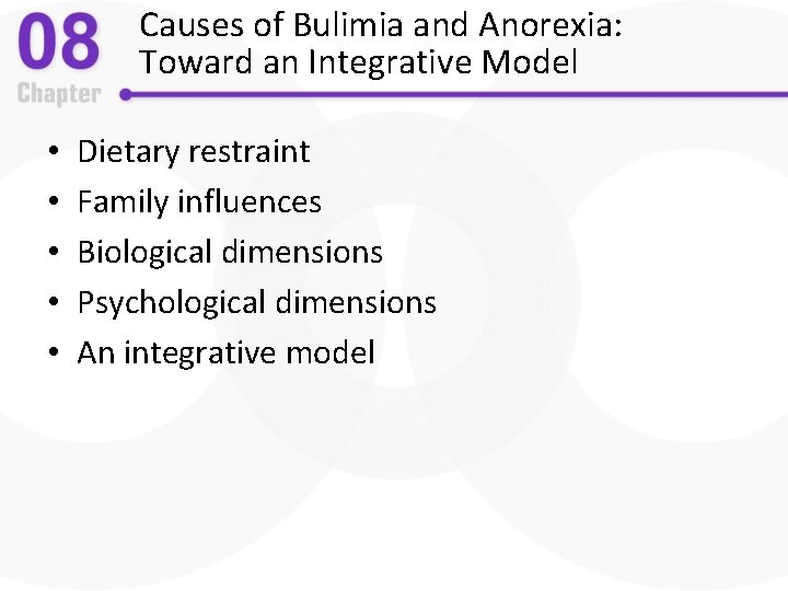 Causes of Bulimia and Anorexia: Toward an Integrative Model • • • Dietary restraint