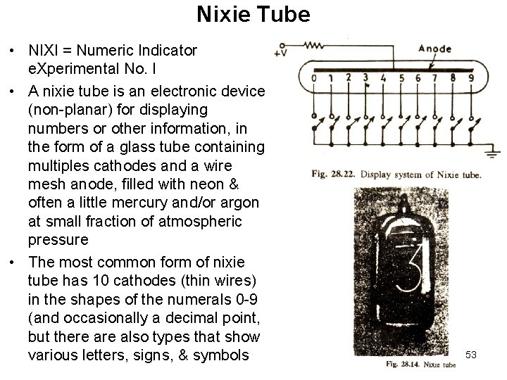 Nixie Tube • NIXI = Numeric Indicator e. Xperimental No. I • A nixie Nixie Tube • NIXI = Numeric Indicator e. Xperimental No. I • A nixie