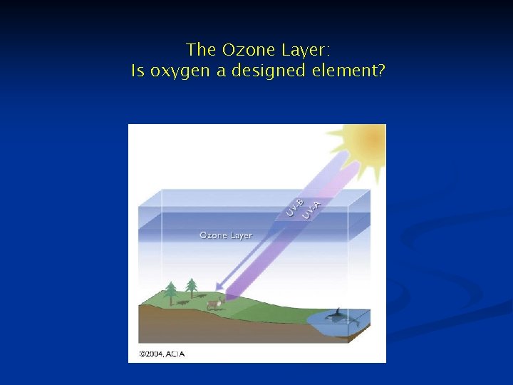 The Ozone Layer: Is oxygen a designed element? 