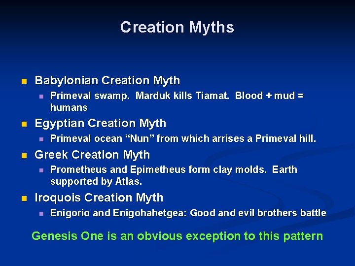 Creation Myths n Babylonian Creation Myth n n Egyptian Creation Myth n n Primeval