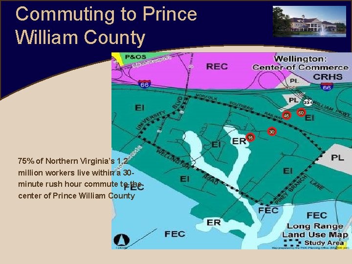 Commuting to Prince William County 45 30 15 75% of Northern Virginia’s 1. 2