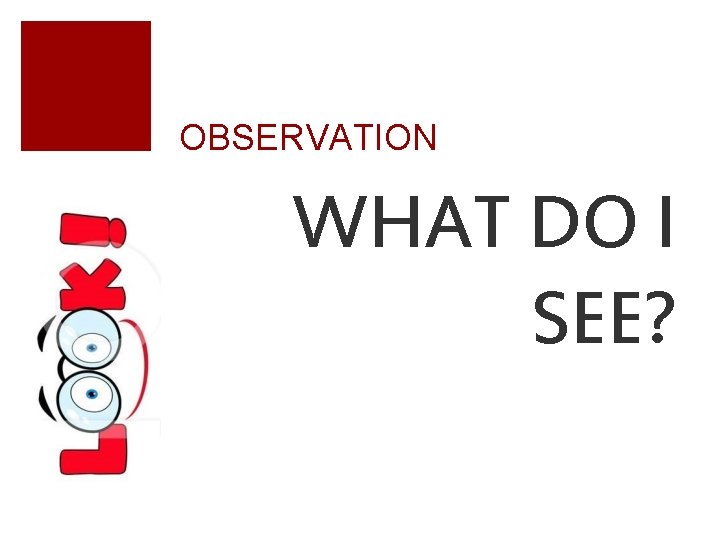 OBSERVATION WHAT DO I SEE? 