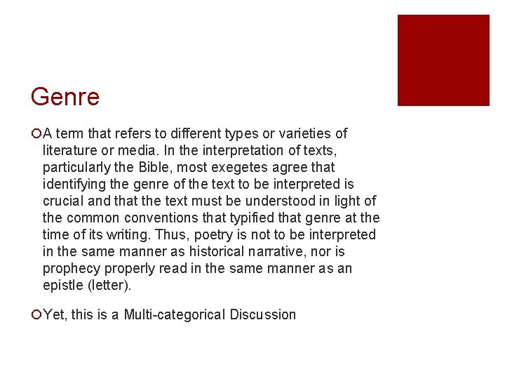 Genre ¡A term that refers to different types or varieties of literature or media.