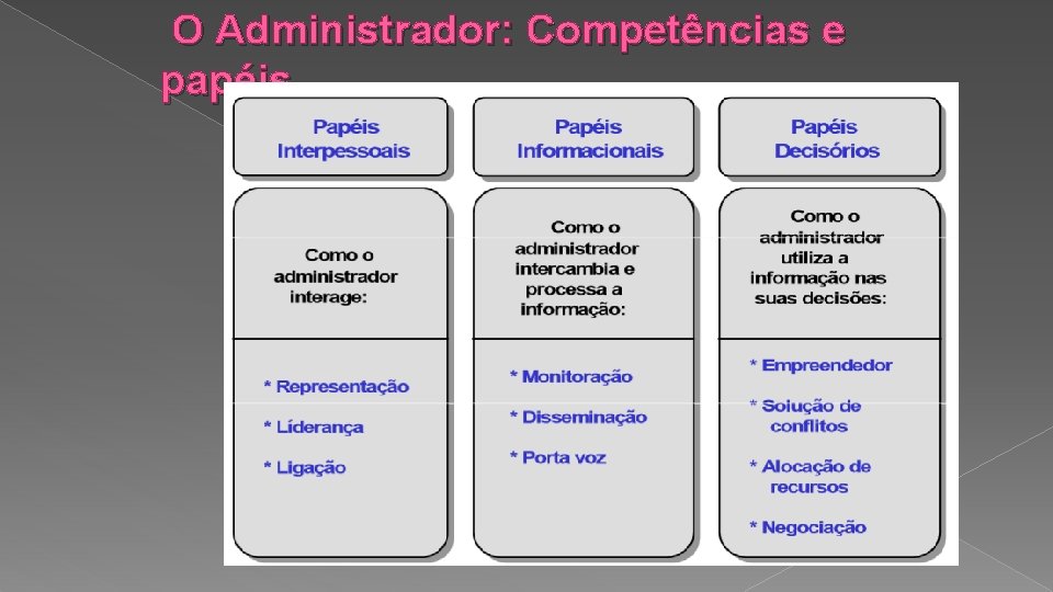 O Administrador: Competências e papéis 
