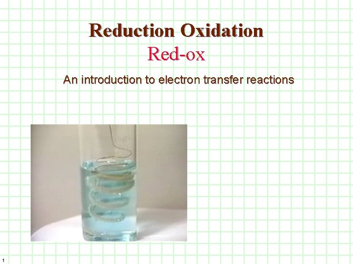 Reduction Rxn Reduction Oxidation Redox An introduction to electron transfer