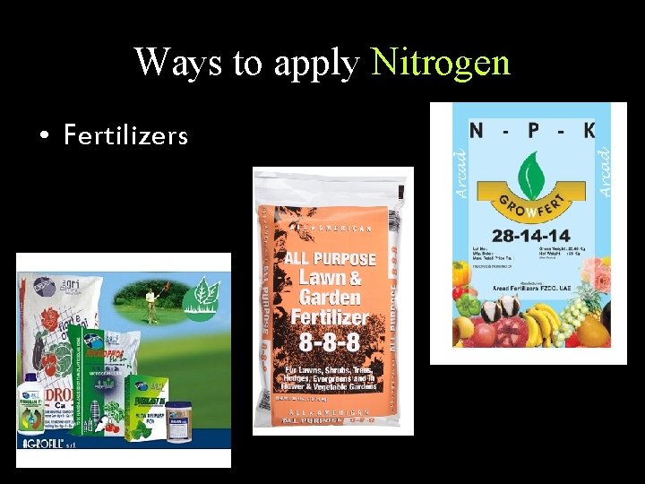 Ways to apply Nitrogen • Fertilizers 
