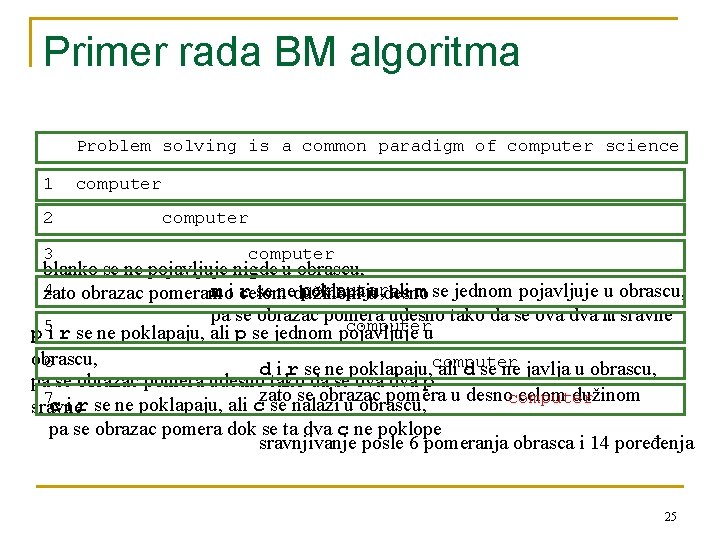 Primer rada BM algoritma Problem solving is a common paradigm of computer science 1