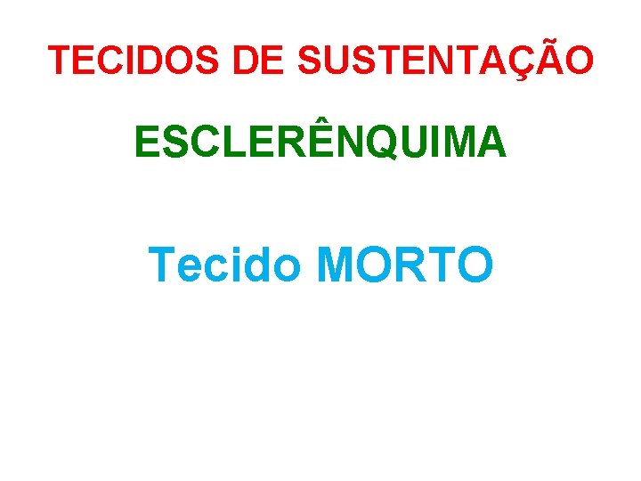 TECIDOS DE SUSTENTAÇÃO ESCLERÊNQUIMA Tecido MORTO 
