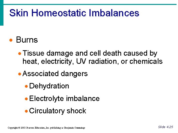 Skin Homeostatic Imbalances · Burns · Tissue damage and cell death caused by heat,
