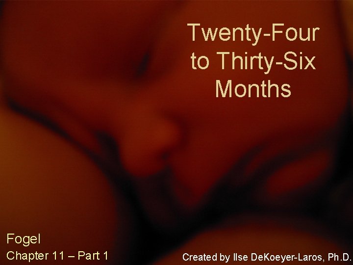 Twenty-Four to Thirty-Six Months Fogel Chapter 11 – Part 1 Created by Ilse De.