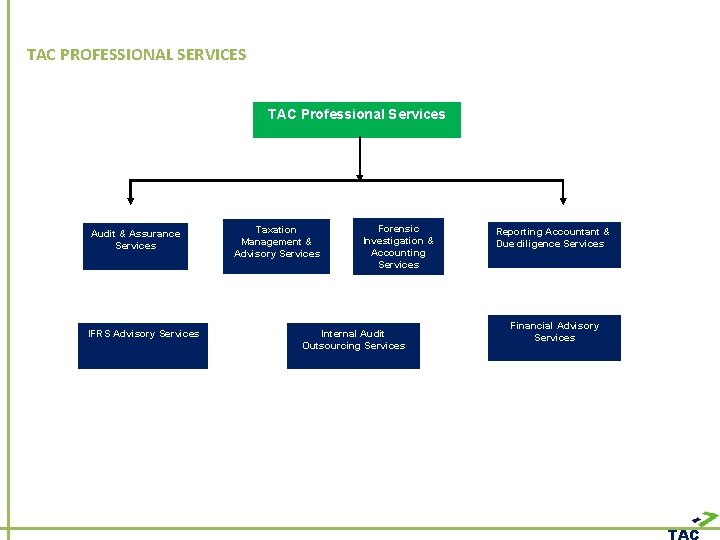 TAC PROFESSIONAL SERVICES TAC Professional Services Audit & Assurance Services IFRS Advisory Services Taxation