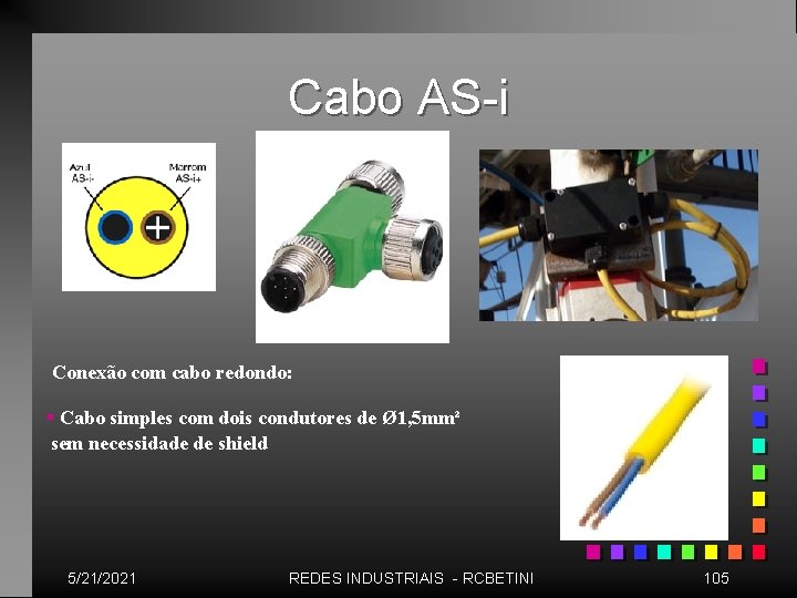 Cabo AS-i Conexão com cabo redondo: § Cabo simples com dois condutores de Ø