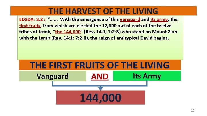 THE HARVEST OF THE LIVING LDSDA: 3. 2 : “…. . . With the