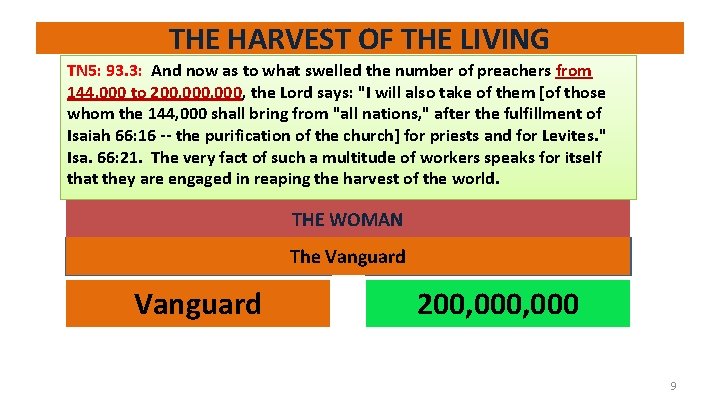 THE HARVEST OF THE LIVING TN 5: 93. 3: ABN 2: 15. 3: Andnow