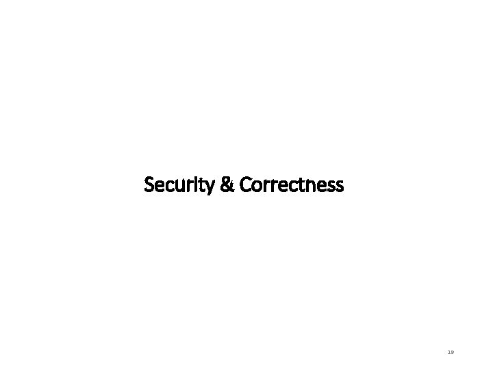 Security & Correctness 19 