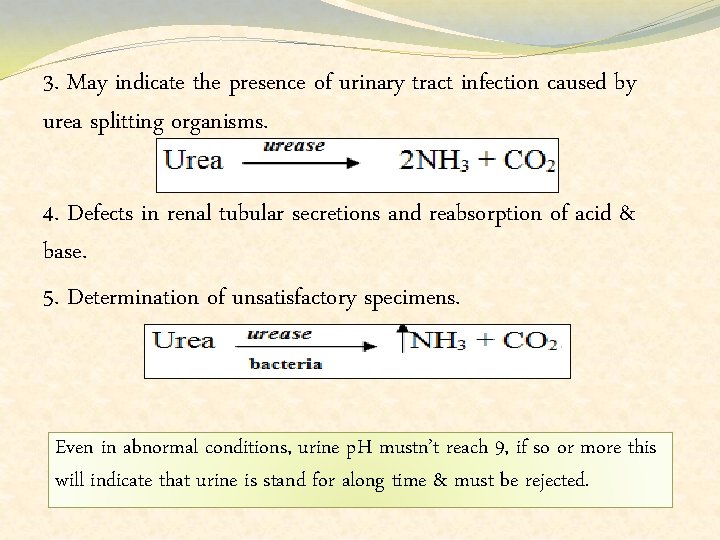 3. May indicate the presence of urinary tract infection caused by urea splitting organisms.