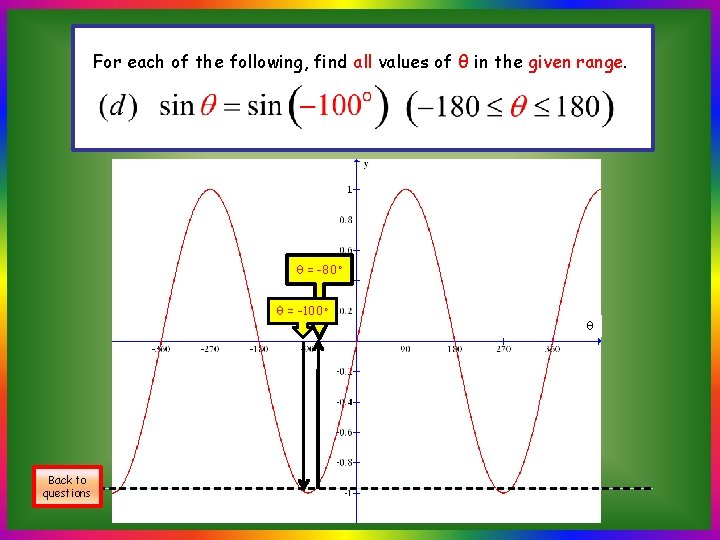 For each of the following, find all values of θ in the given range.