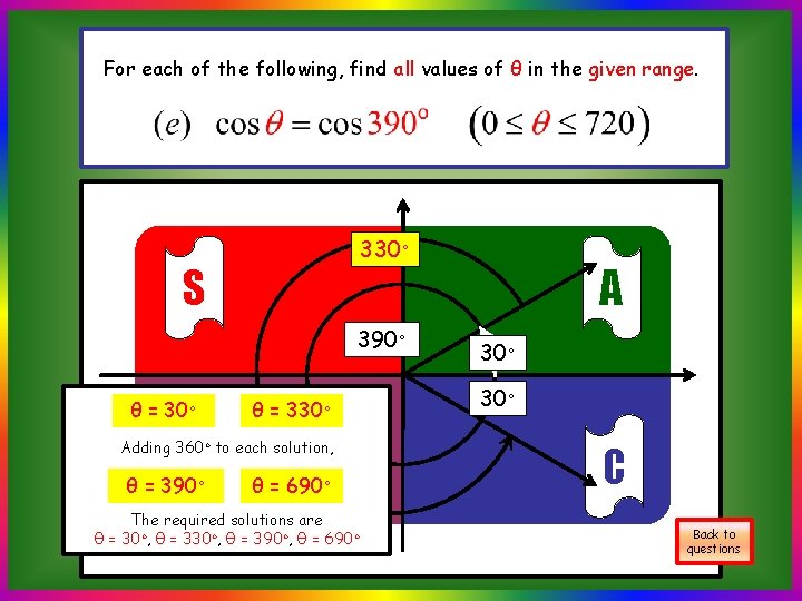 For each of the following, find all values of θ in the given range.