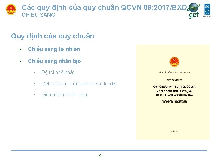 Các quy định của quy chuẩn QCVN 09: 2017/BXD CHIẾU SÁNG Quy định của