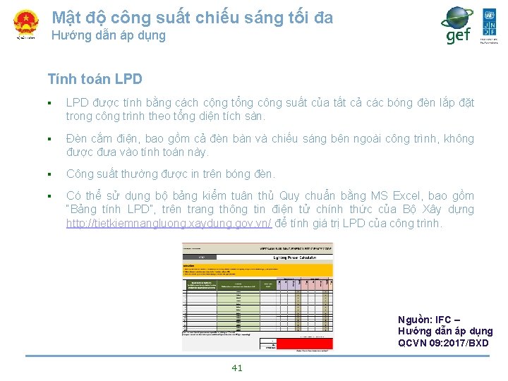 Mật độ công suất chiếu sáng tối đa Hướng dẫn áp dụng Tính toán