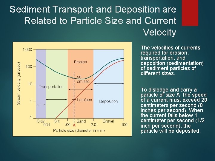 Sediment Transport and Deposition are Related to Particle Size and Current Velocity The velocities