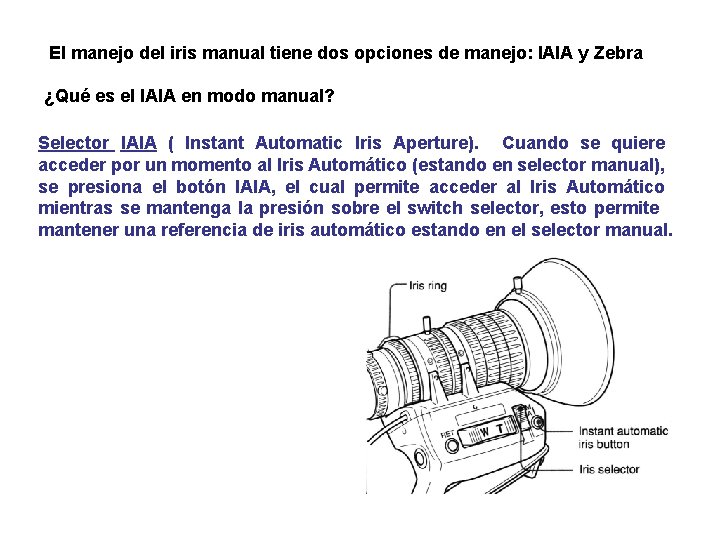 El manejo del iris manual tiene dos opciones de manejo: IAIA y Zebra ¿Qué