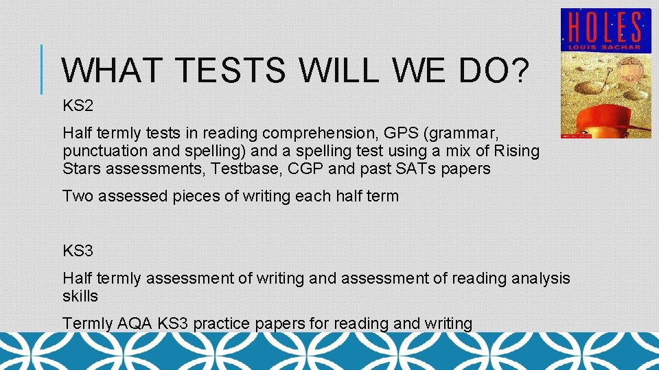 WHAT TESTS WILL WE DO? KS 2 Half termly tests in reading comprehension, GPS