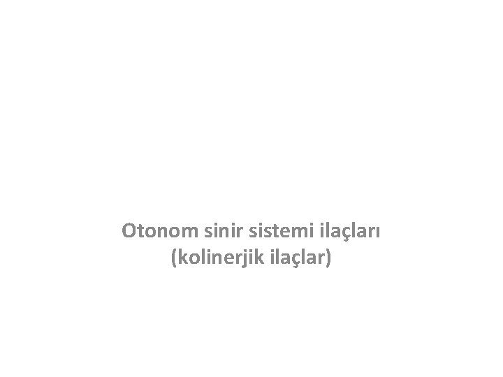 Otonom sinir sistemi ilaçları (kolinerjik ilaçlar) 