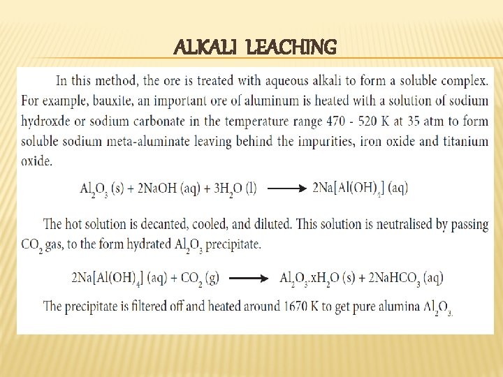 ALKALI LEACHING ALKALI LEACHING
