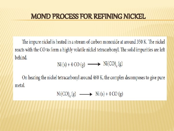 MOND PROCESS FOR REFINING NICKEL MOND PROCESS FOR REFINING NICKEL