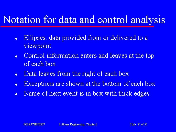 Notation for data and control analysis l l l Ellipses. data provided from or