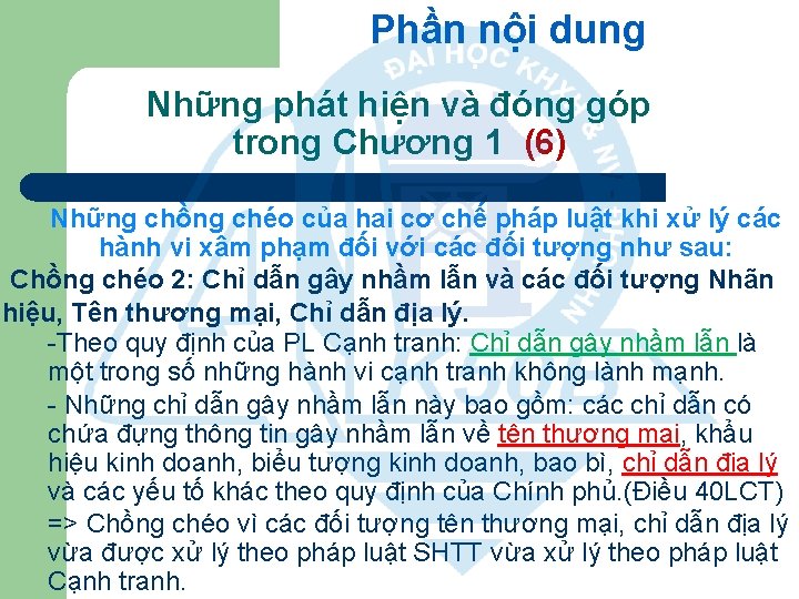 Phần nội dung Những phát hiện và đóng góp trong Chương 1 (6) Những