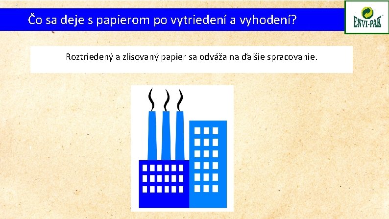 Čo sa deje s papierom po vytriedení a vyhodení? Roztriedený a zlisovaný papier sa