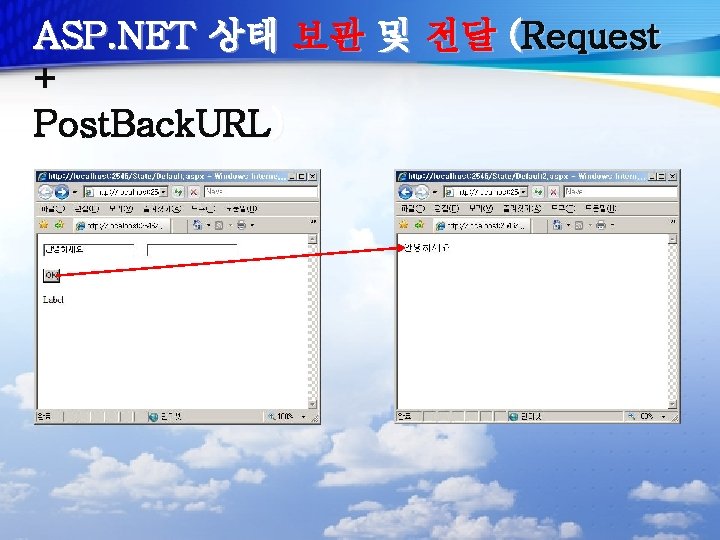 ASP. NET 상태 보관 및 전달 (Request + Post. Back. URL) 
