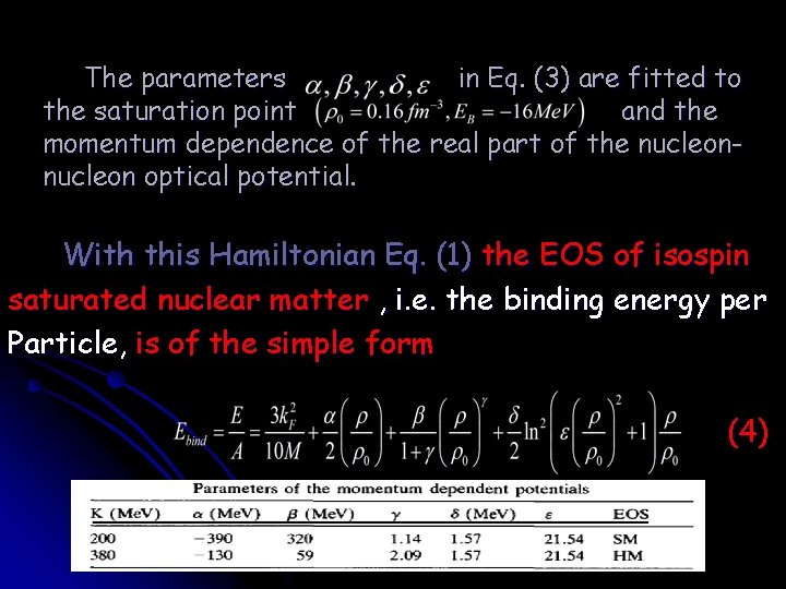 The parameters in Eq. (3) are fitted to the saturation point and the momentum