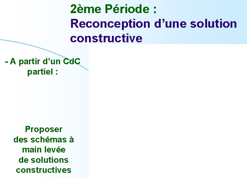 2ème Période : Reconception d’une solution constructive - A partir d’un Cd. C partiel