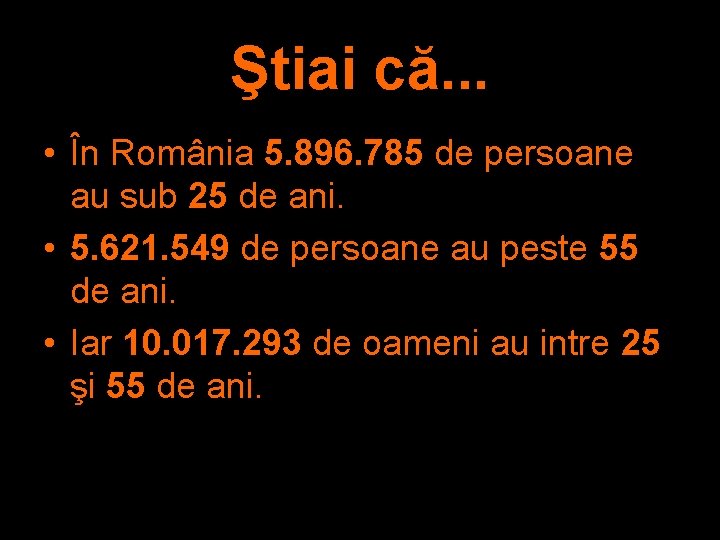 Ştiai că. . . • În România 5. 896. 785 de persoane au sub