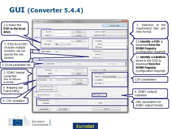 GUI (Converter 5. 4. 4) 1. Selection of the input/output files and their format