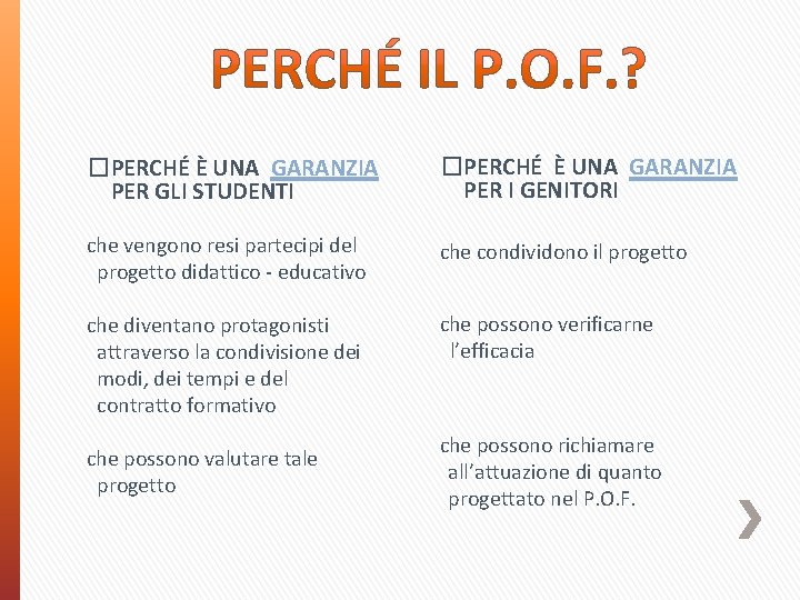 �PERCHÉ È UNA GARANZIA PER GLI STUDENTI �PERCHÉ È UNA GARANZIA PER I GENITORI