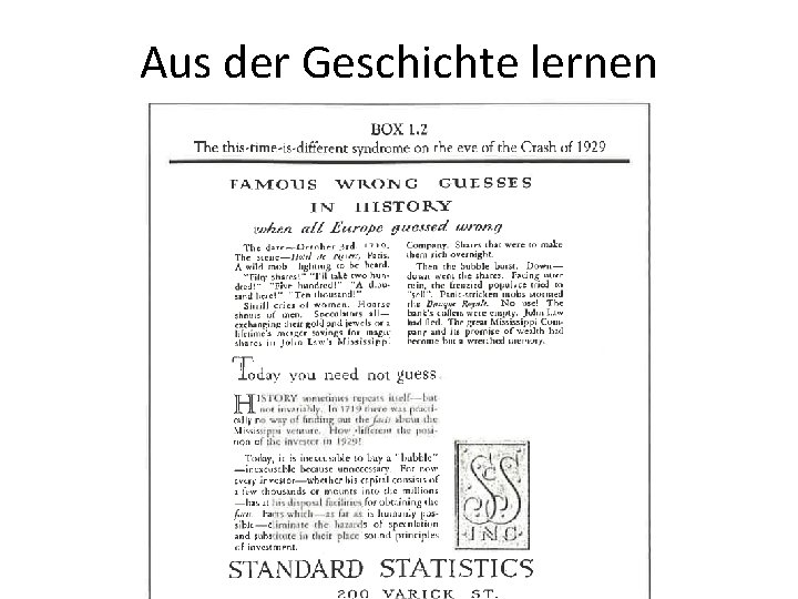Aus der Geschichte lernen Aus der Geschichte lernen
