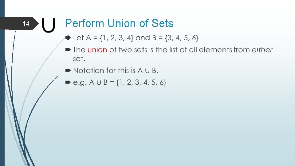 14 Perform Union of Sets 