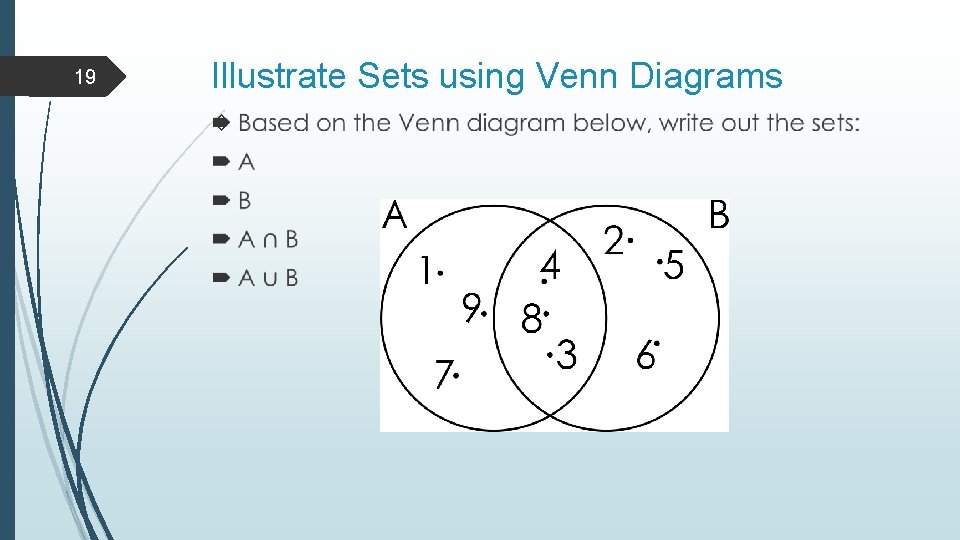 19 Illustrate Sets using Venn Diagrams 