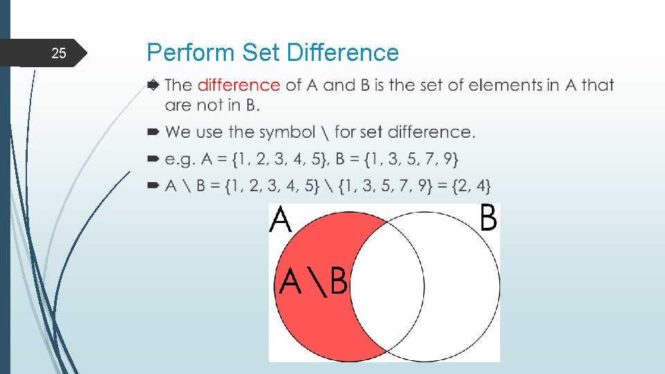 25 Perform Set Difference 