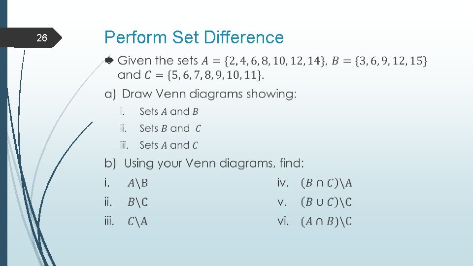 26 Perform Set Difference 