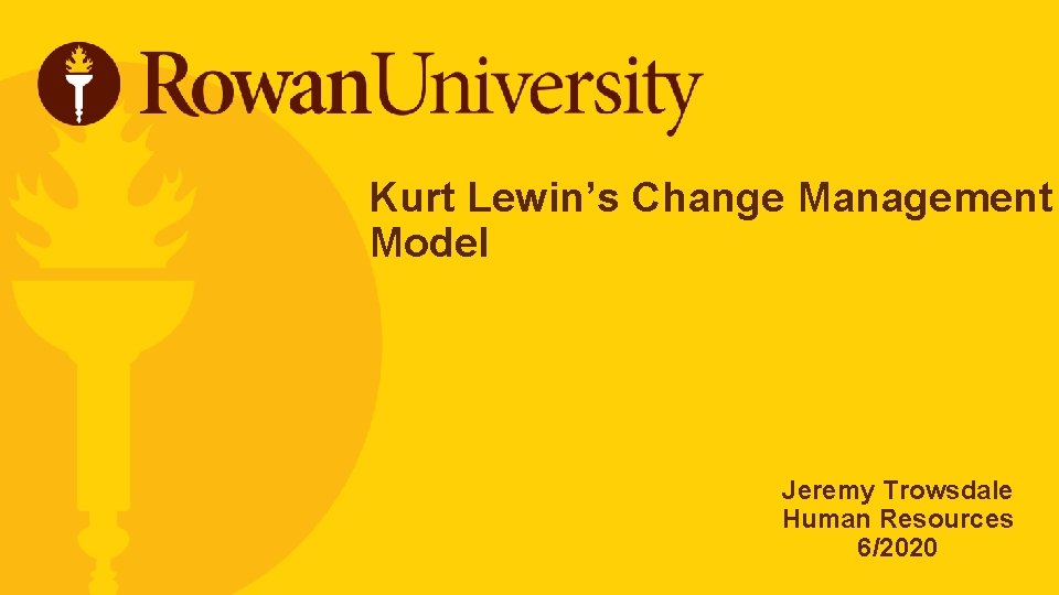 Kurt Lewin’s Change Management Model Jeremy Trowsdale Human Resources 6/2020 