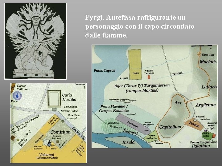 Pyrgi. Antefissa raffigurante un personaggio con il capo circondato dalle fiamme. 