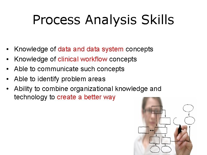 Process Analysis Skills • • • Knowledge of data and data system concepts Knowledge