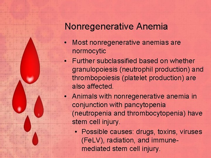 Nonregenerative Anemia • Most nonregenerative anemias are normocytic • Further subclassified based on whether