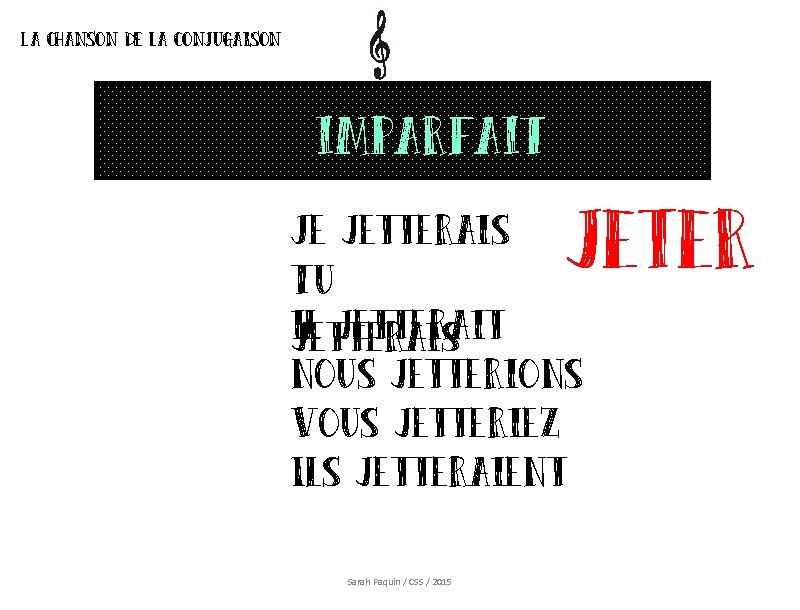 La chanson de la conjugaison imparfait jeter Je jetterais Tu il jetterait jetterais nous