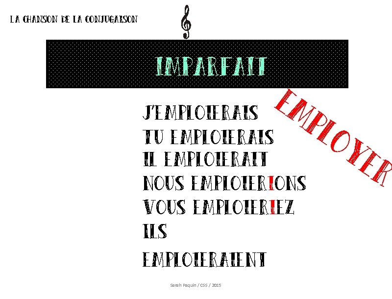 La chanson de la conjugaison imparfait em plo J’emploierais Tu emploierais il emploierait nous